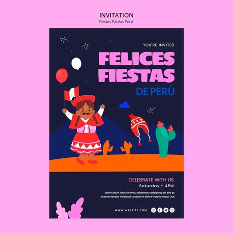 Plantilla De Invitaci N De Celebraci N De Fiestas Patrias Peru