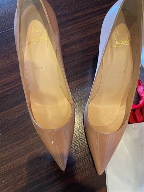 Louboutin Kate Nude Patent Women S Fashion Footwear Heels On Carousell