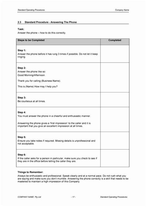 40 Standard Operating Procedure Example | Desalas Template