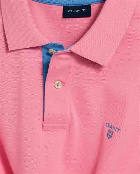 Gant Erkek Pembe Kontrast Yaka Pique Rugger Polo Xxl Pamuk