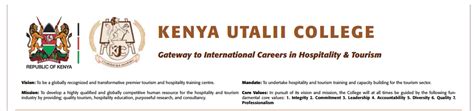 List Of Full Time Courses Open At Kenya Utalii College September