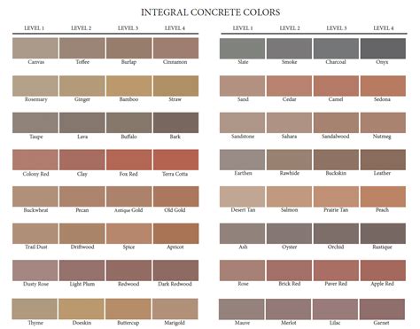 concrete manufactures color charts concrete products tps
