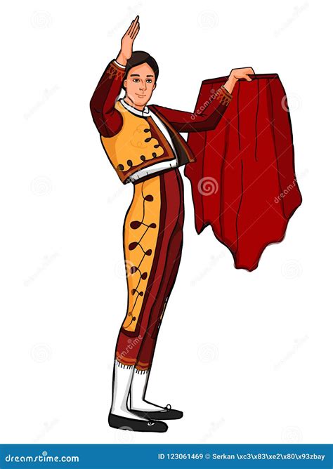 Bullfighter Matador Illustration And Bull Cartoon Drawing White Background | CartoonDealer.com ...