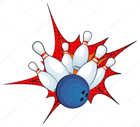 Bowling ball strike with falling pins Stock Vector by ©Dazdraperma 67052249