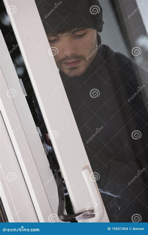 Burglar Breaks Into House Stock Photo Image Of Risk