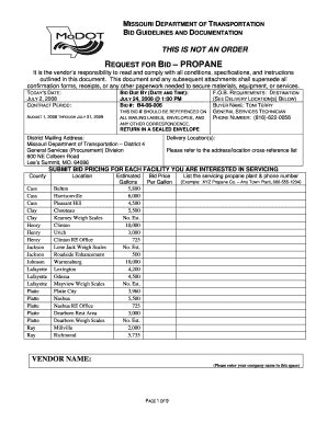 Fillable Online Modot Bid Guidelines And Documentation Modot Fax