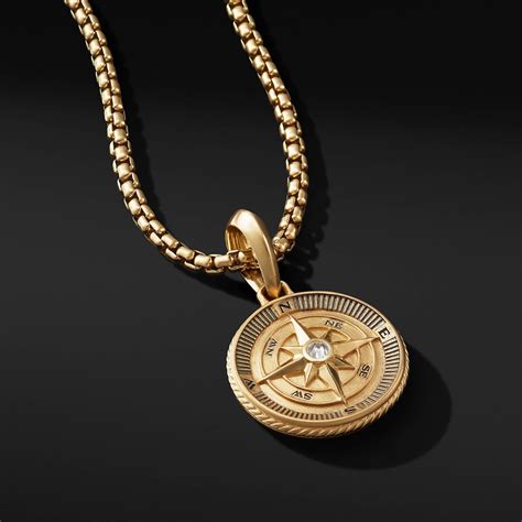 Martime Compass Amulet In 18k Yellow Gold David Yurman In 2021 Gold Pendants For Men Mens