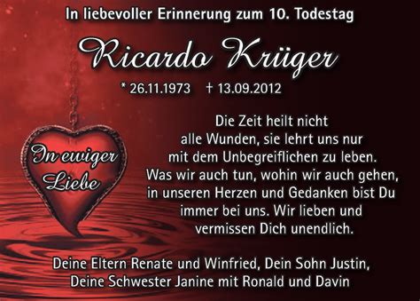 Traueranzeigen Von Ricardo Kr Ger M Rkische Onlinezeitung Trauerportal