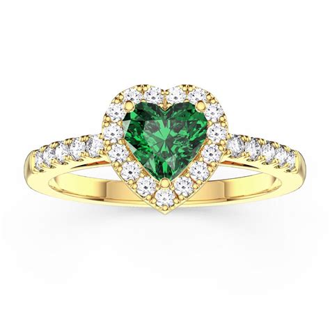 Eternity 1ct Emerald Heart Diamond Halo 18ct Yellow Gold Engagement