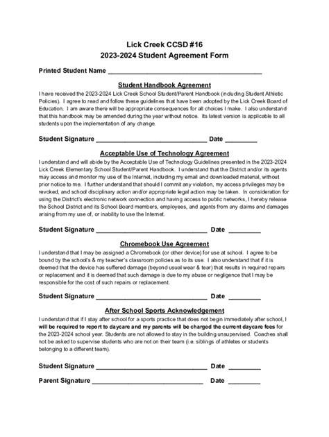 Fillable Online Fy Student Agreement Form Fax Email Print Pdffiller