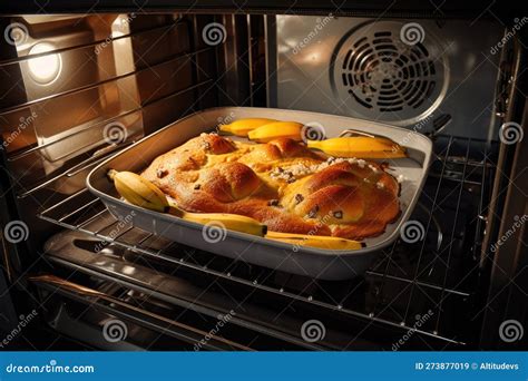 Banan Cake Baking In The Oven With The Sweet And Fruity Smell Filling