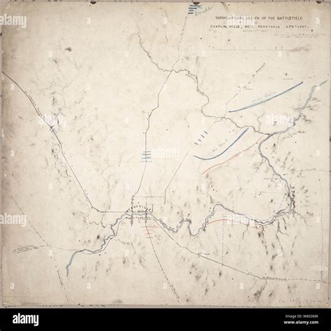 Civil War Maps 1855 Topographical Sketch Of The Battlefield Of Chaplin Hills Near Perryville