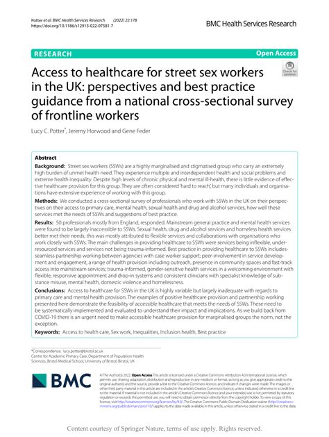 PDF Access To Healthcare For Street Sex Workers In The UK Perspectives And Best Practice