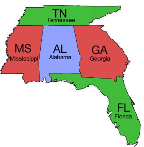 Map Of Georgia And Surrounding States - Printable Map