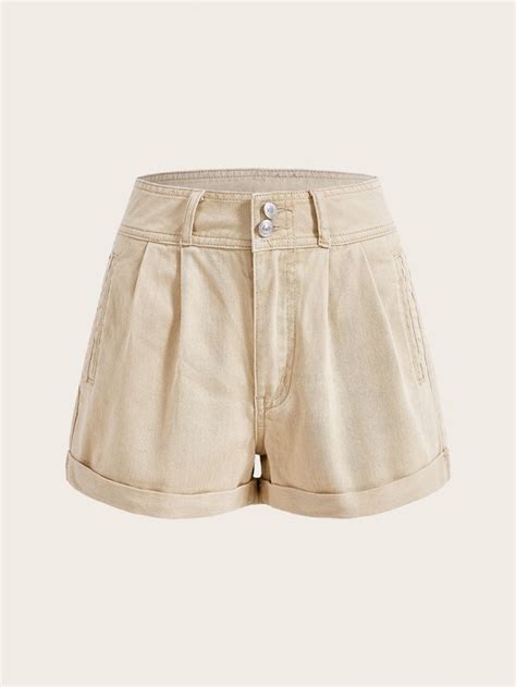 Roll Up Hem Slant Pocket Denim Shorts SHEIN USA