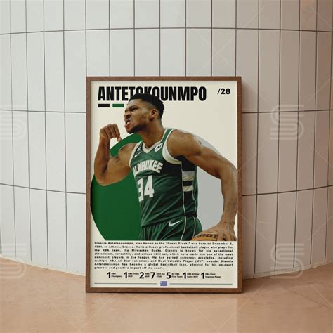 Giannis Antetokounmpo Poster Basketball Player Poster Milwaukee Bucks