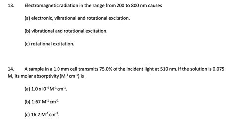 SOLVED Electromagnetic Radiation In The Range From 200 To 800 Nm