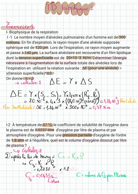 Solution Td De Biophysique Avec La Correction Studypool