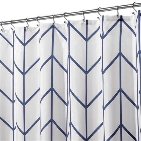 Serafina Home Misha Navy Blue Fabric Shower Curtain Colorful And Elegant Floral Design Navy