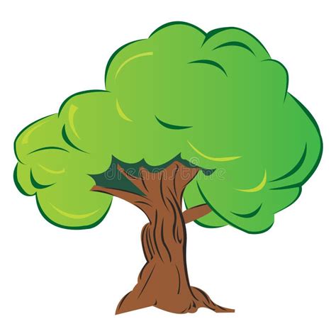 Grand Arbre Vert De Dessin Animé D isolement Sur Le Blanc Illustration