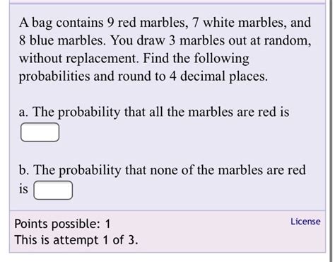 Solved A Bag Contains Red Marbles White Marbles And Chegg