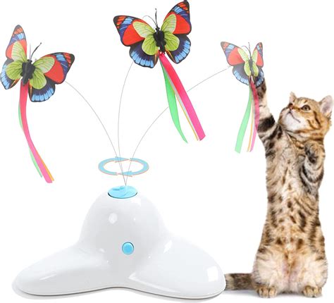 Suhaco Chat Jouets Électrique Papillon Rotatif Chaton Jouet Teaser