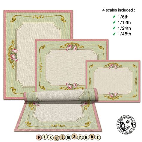 Dollhouse Miniature Aubusson Rug Printable Carpet Digital Etsy