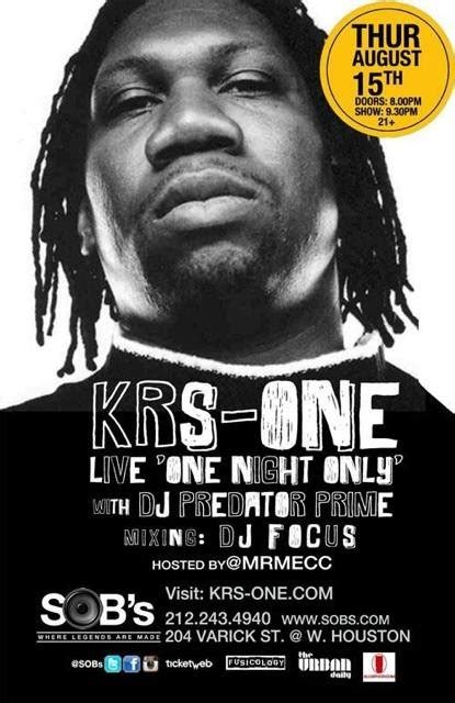 Krs One Live In New York “one Night Only” Sobs In Hip Hop We Trust