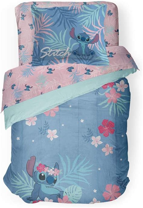 Jay Franco Disney Lilo Stitch Floral Fun Full Queen Comforter Sham