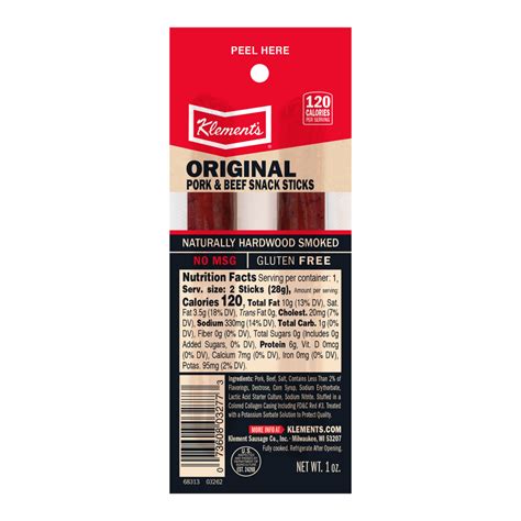 1 Oz Original Pork And Beef Snack Sticks Klement S