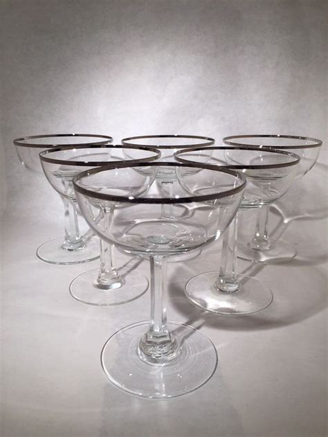 8 Silver Rimmed Champagne Coupes Etsy Champagne Coupes Crystal Champagne Rim