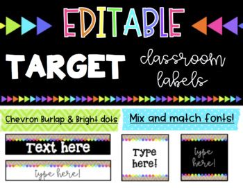 EDITABLE Classroom Labels * Fits Target Adhesive Label Pockets | TPT