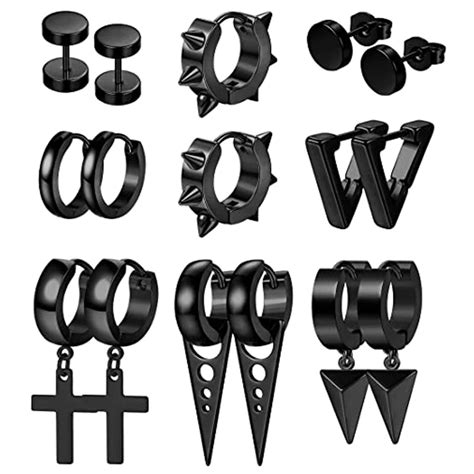 8 Pairs Of Stainless Steel Punk Stud Earrings For Men And Women Popular