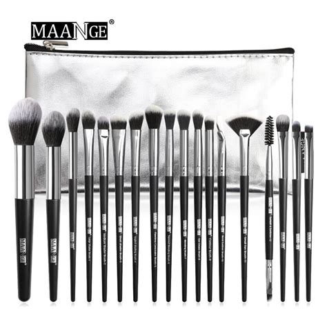 Maange 18pcs Makeup Brush Set With Silver Bag