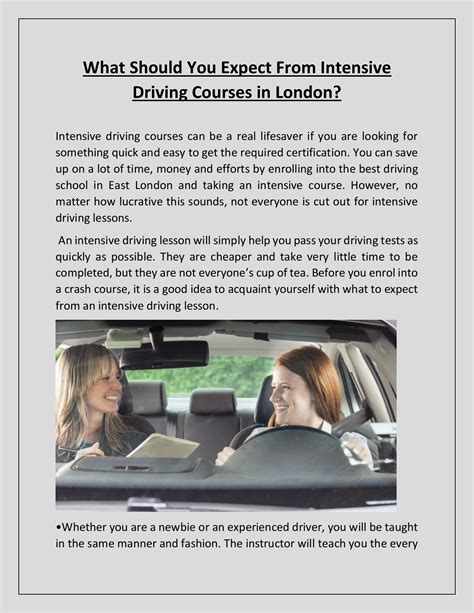 What Should You Expect From Intensive Driving Courses In London Mary