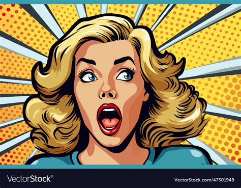 Wow Female Face Sexy Surprised Young Woman Vector Image