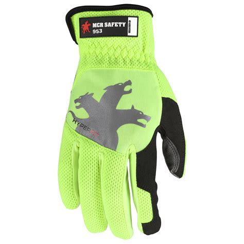 Mcr Safety Hyperfit® Hi Vis Lime Mechanics Work Gloves Synthetic