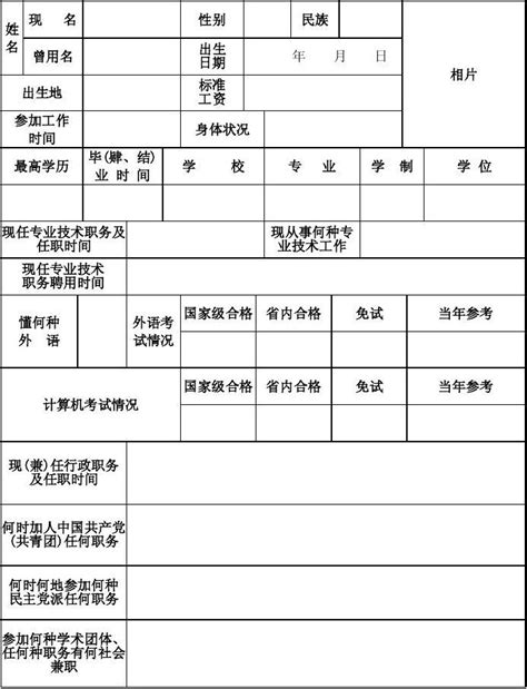 专业技术职务任职资格评审表 文档下载