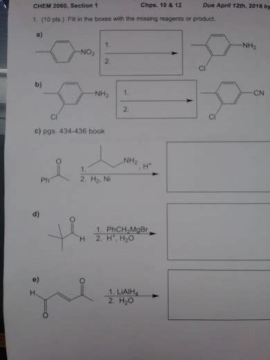 Solved CHEM 2060 Section 1 1 10 Pts Fill In The Boxes Chegg