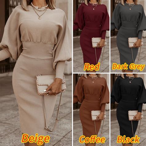 Zanzea Women Fashion Elegant Crew Neck Solid Color Long Sleeve Slim