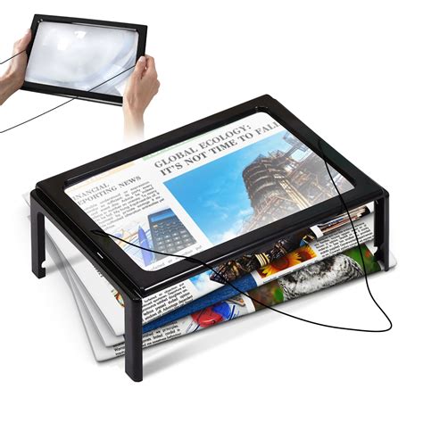 Fyydes Foldable Large A4 Page Magnifier, 3x LED Lighted Reading Glass for Seniors - Walmart.com