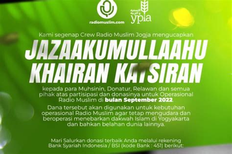 Ucapan Terima Kasih September Radio Muslim Jogja