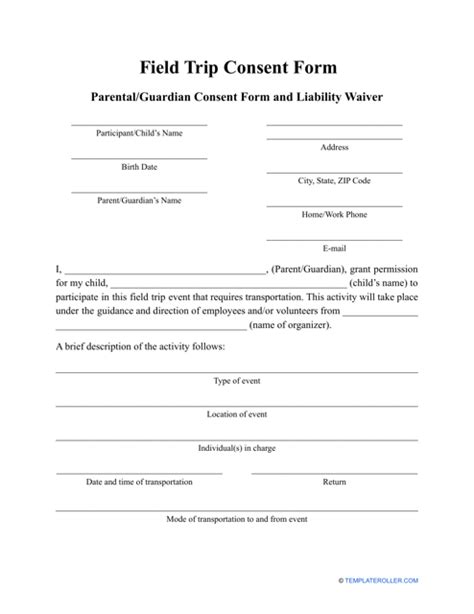 Field Trip Consent Form Fill Out Sign Online And Download Pdf Templateroller