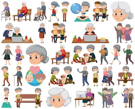 Premium Vector Collection Of Elderly People Icons