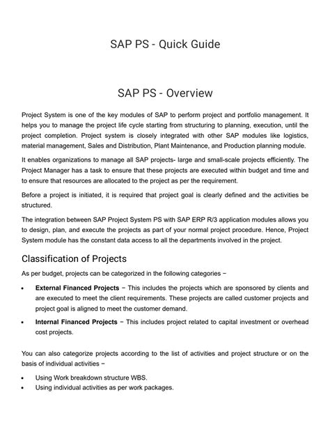 Solution Sap Ps Quick Guide Studypool