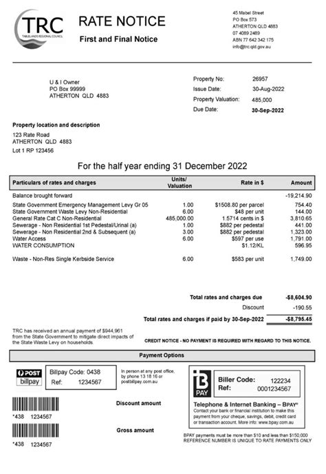 Interactive Rate Notice TRC Tablelands Regional Council