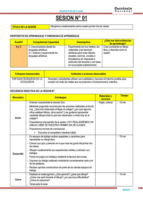 ARTE TAREAS SESION N 01 TÍTULO DE LA SESIÓN Dibujamos