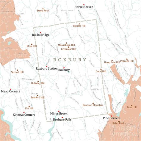 Ct Litchfield Roxbury Vector Road Map Digital Art By Frank Ramspott