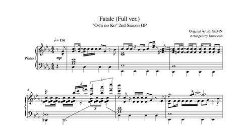 Oshi No Ko 2nd Season OP Fatal Full Ver Piano Arrangement