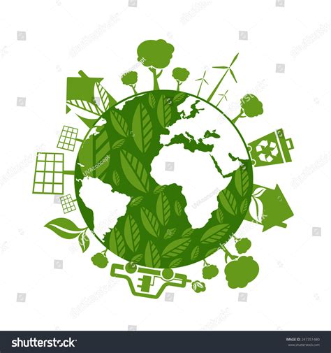 Illustrations Concept Earth Icons Ecology Environment Stock Vector